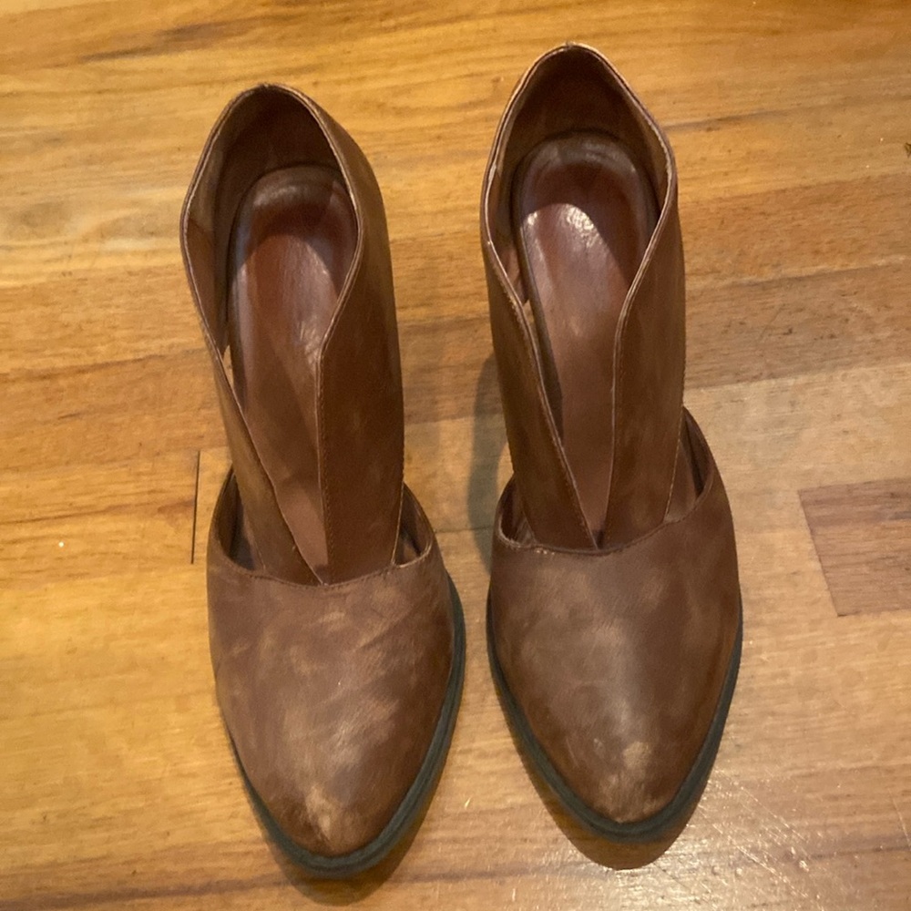 Jeffery Campbell brown leather cut out heels